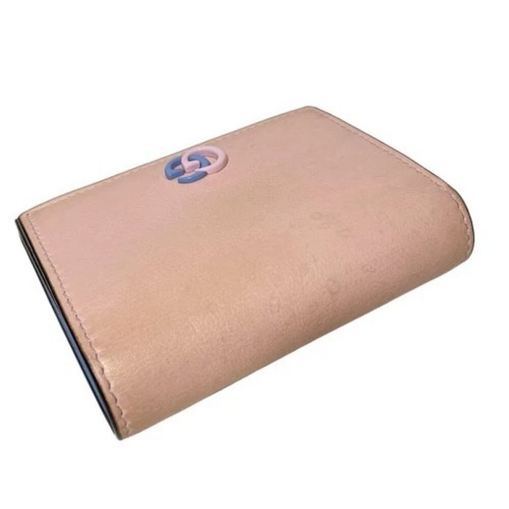 GUCCI Double G medium wallet 790062 Light Pink Dark Brown Multi Leather PVC - - Picture 8 of 10